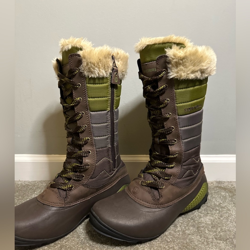 Merrell Women Winterbelle Waterproof Boots US 9 Insulation Fur Opti-Warm
